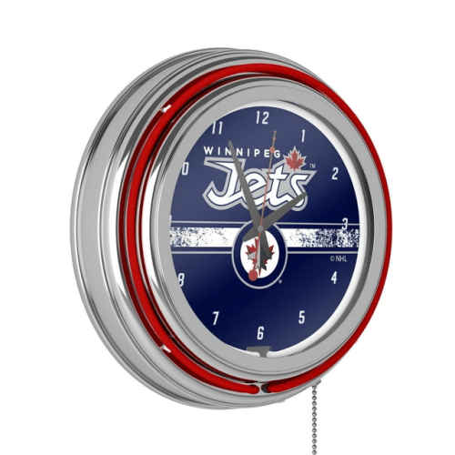 NHL Chrome Double Rung Neon Clock - Winnipeg Jets‚Ñ¢ NHL Chrome Double Rung Neon Clock - Winnipeg Jets‚Ñ¢