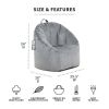 Bean Bag Chair, Plush, Kids/Teens, 2.5ft, Gray