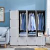 Cube Organizer Stackable Plastic Cube Storage Shelves Design Multifunctional Modular Closet Cabinet with Hanging Rod RT