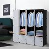 Cube Organizer Stackable Plastic Cube Storage Shelves Design Multifunctional Modular Closet Cabinet with Hanging Rod RT